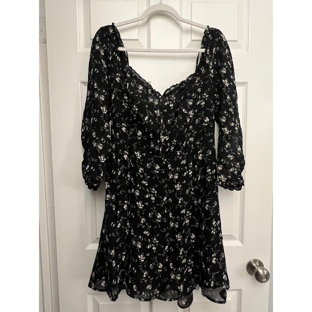 Reformation Black Floral Mini Dress